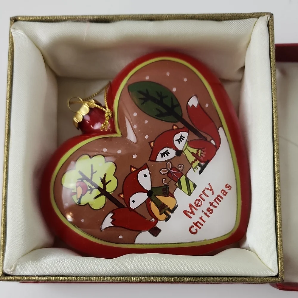 Pier 1 Li Bien Heart Christmas Ornament Fox Design 2014
